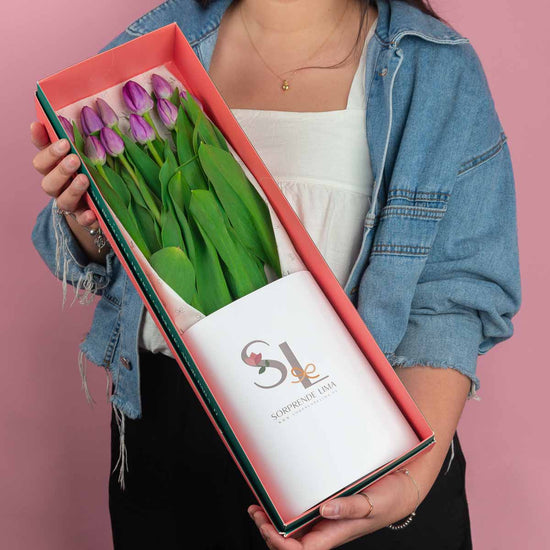 CAJA 10 TULIPANES MORADOS