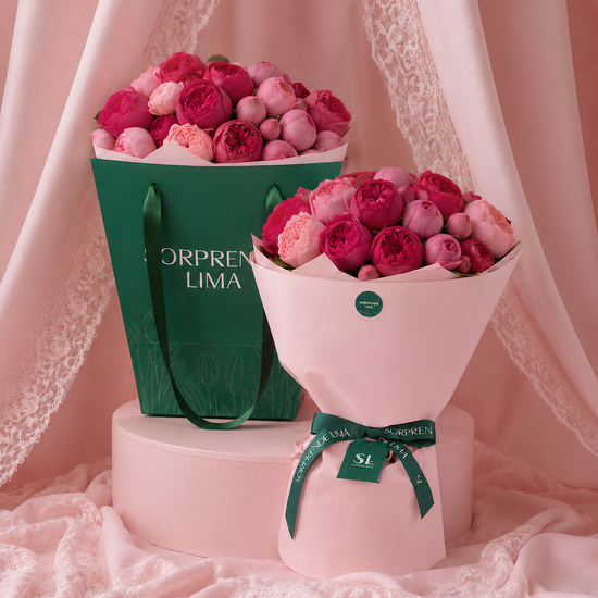 RAMO SWEET ROSAS INGLESAS FUCSIA Y ROSA