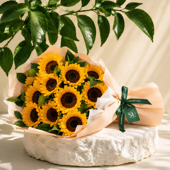 Ramo Flores Amarillas Primavera Dorada – 12 Girasoles