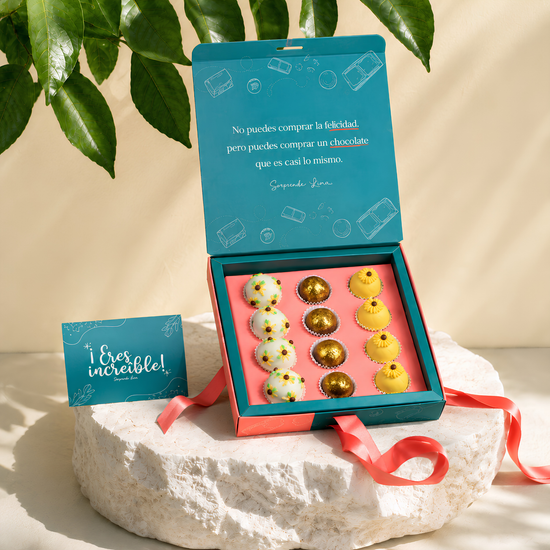Caja 12 Trufas Flores Amarillas Primavera