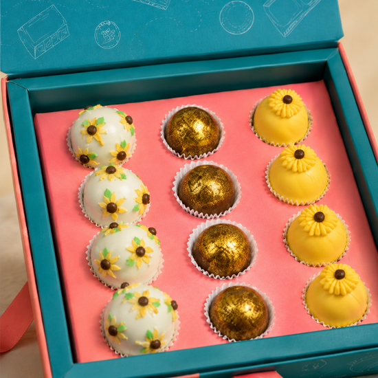 Caja 12 Trufas Flores Amarillas Primavera