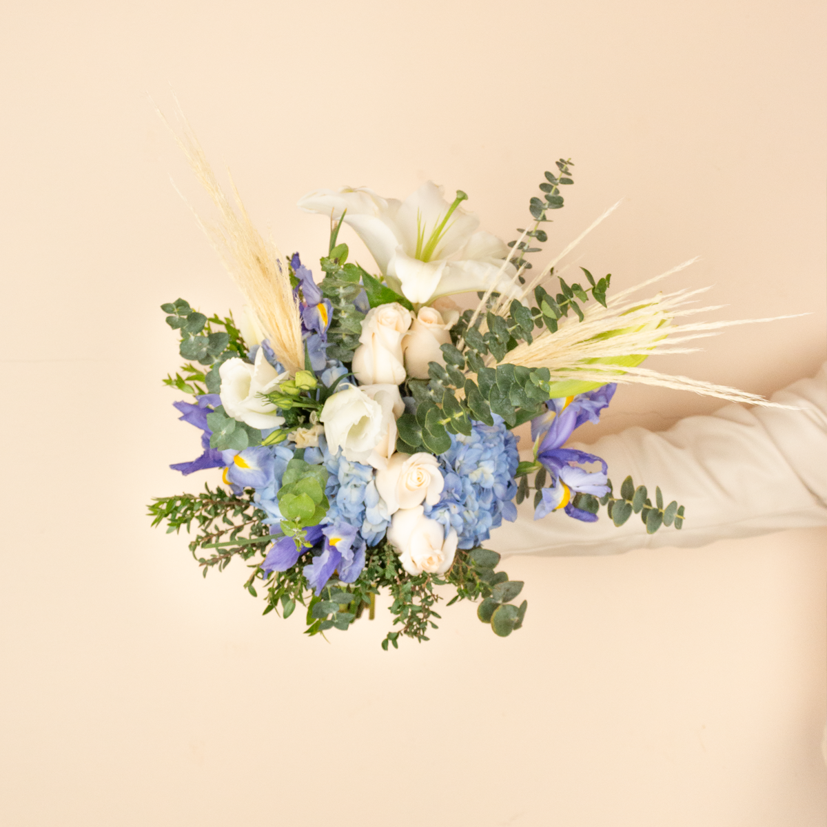 Bouquet Novia Rosas y Hortencias Azul