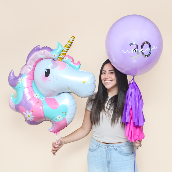 PACK GLOBO UNICORNIO PASTEL