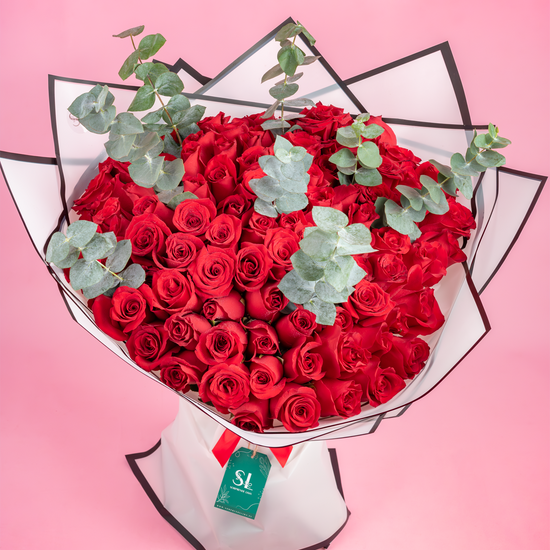 RAMO BUCHON 100 ROSAS SAN VALENTIN