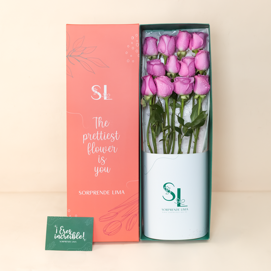 CAJA 12 ROSAS MORADAS