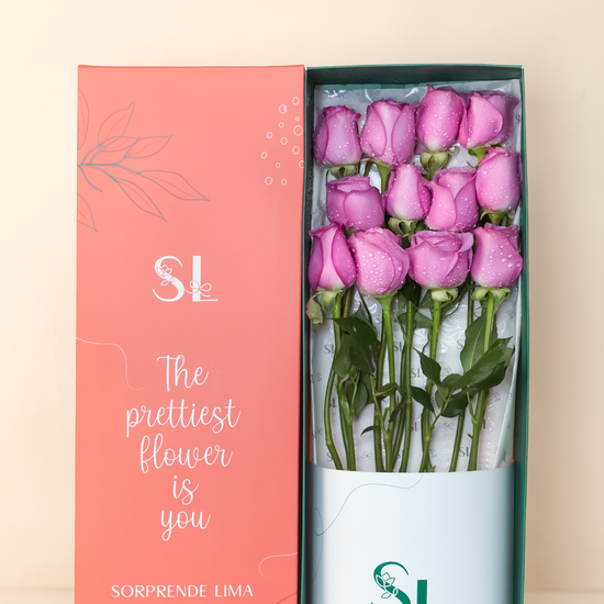 CAJA 12 ROSAS MORADAS