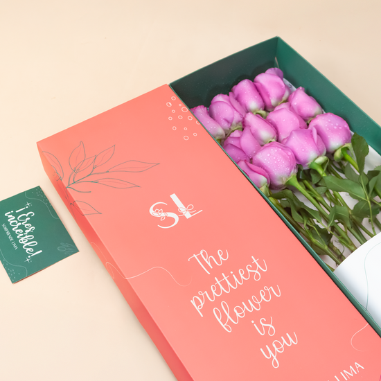 CAJA 12 ROSAS MORADAS