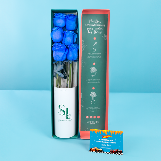 CAJA 6 ROSAS AZULES