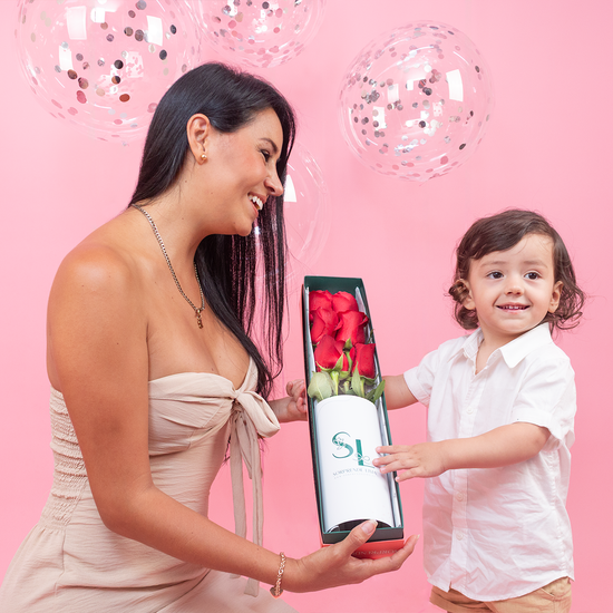 CAJA DE 6 ROSAS ROJAS MAMÁ