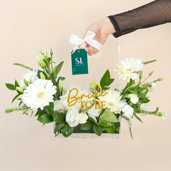 CANASTA DE CRISTAL FLORES BLANCAS