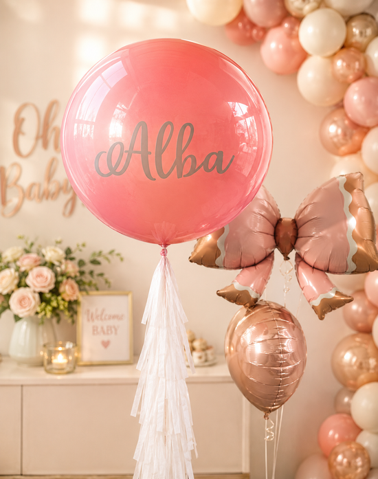 Pack Globo Encapsulado Rosado con Lazo