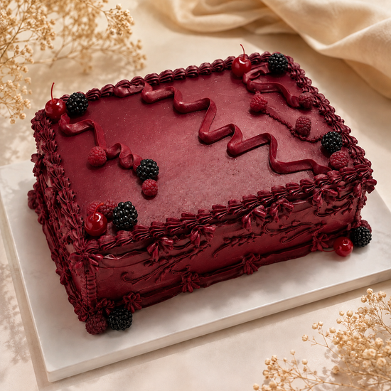 Torta Rectangular Vino con Frutos Rojos