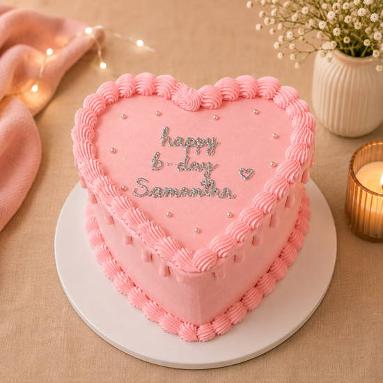 Torta Corazón Rosada Personalizada