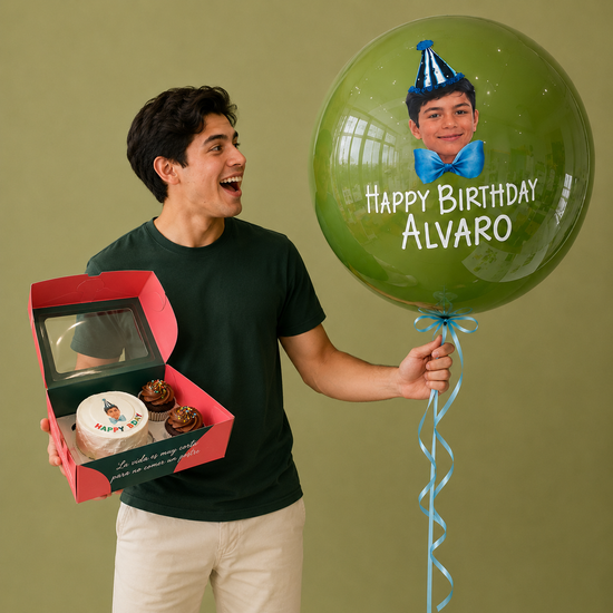 Pack Cumpleaños con Globo y Mini Torta con Foto
