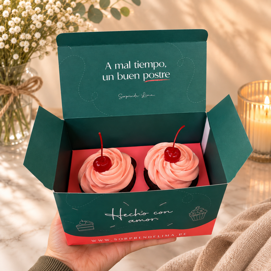 Dúo Cupcakes Cereza Rosa