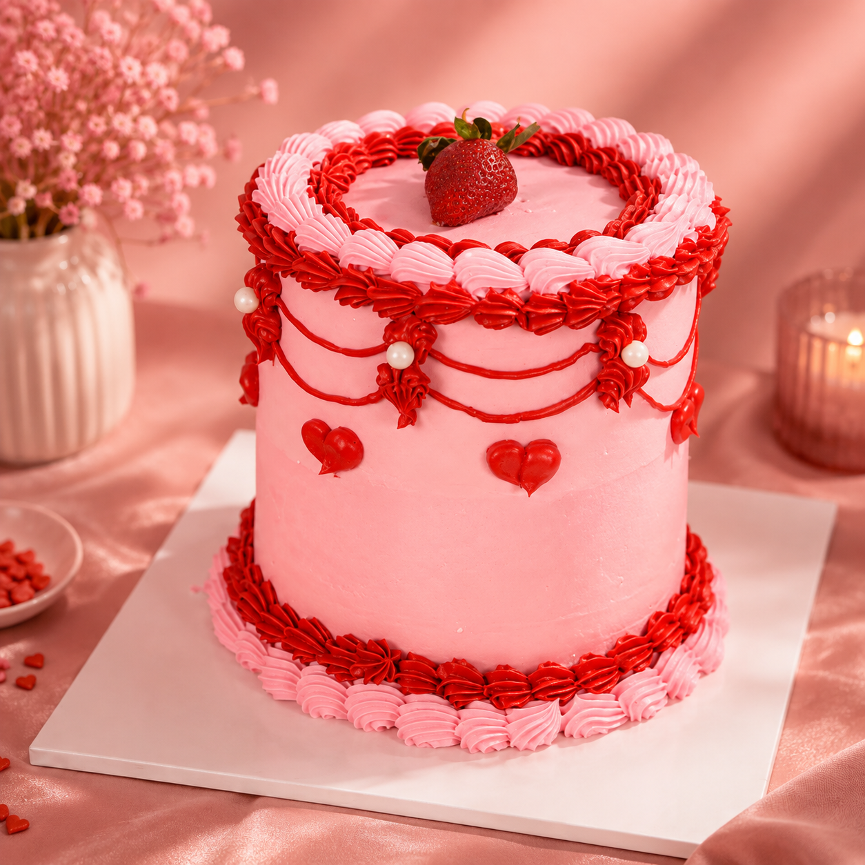 Torta Vintage Fresa y Corazones