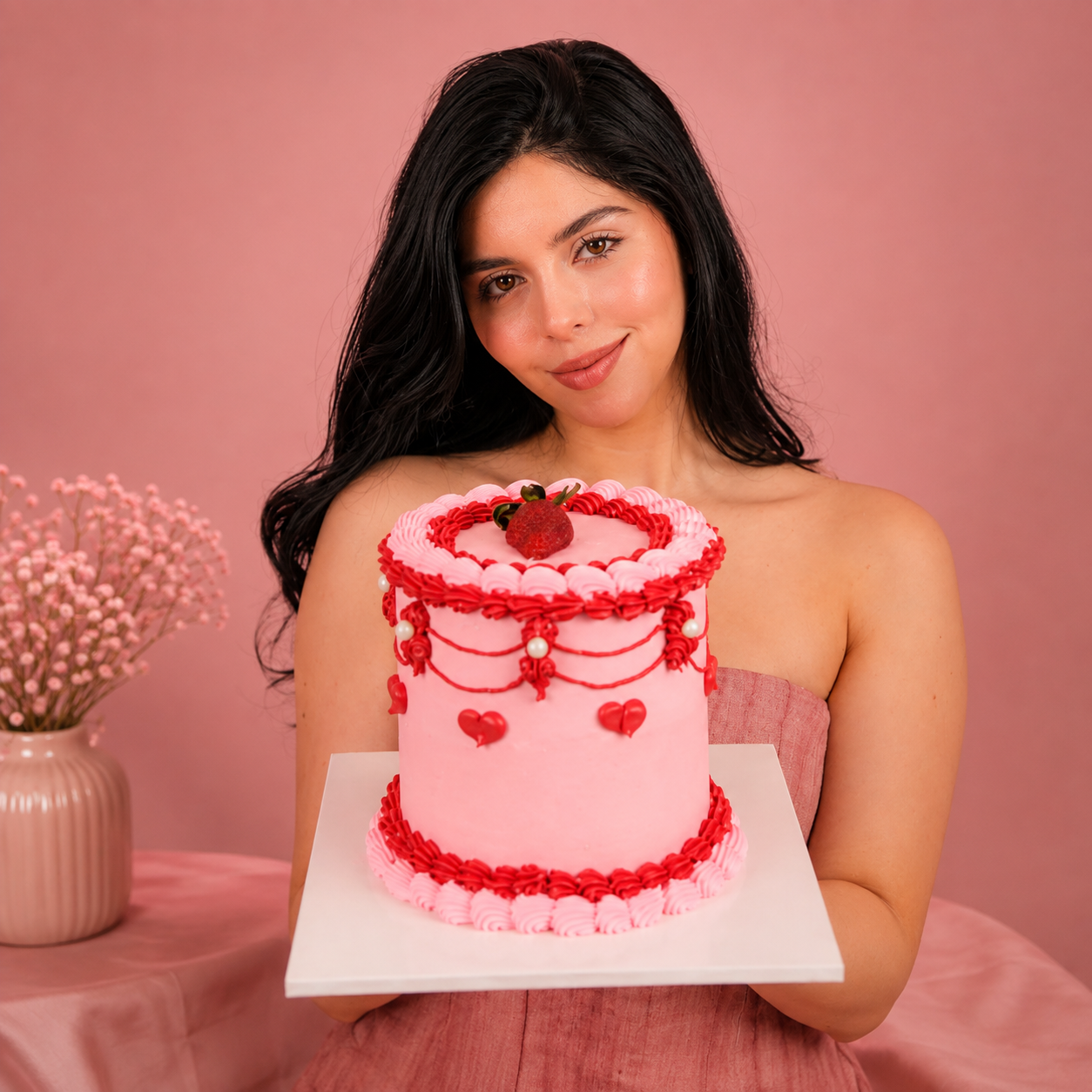 Torta Vintage Fresa y Corazones