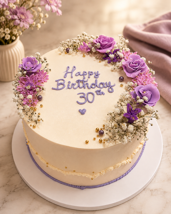 Torta Floral Morada Personalizada