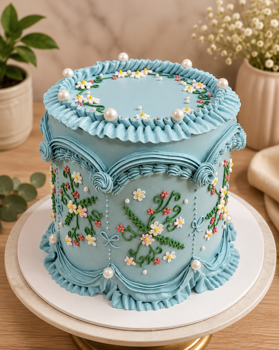 Torta Vintage Celeste Floral