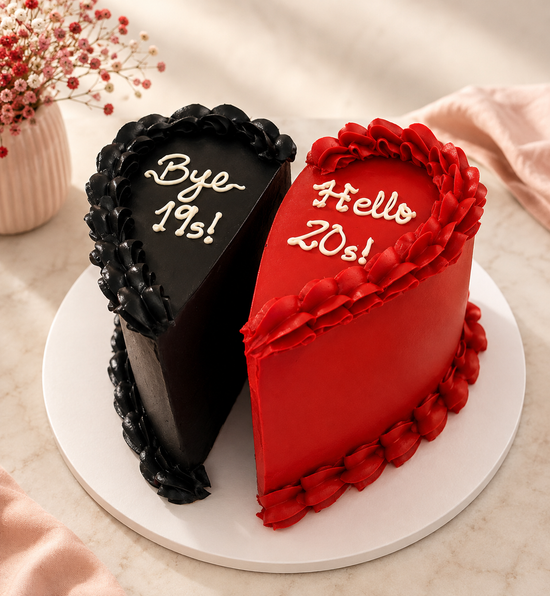 Torta Corazón Bye 19s Hello 20s