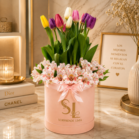 Box Tulips & Astromelies