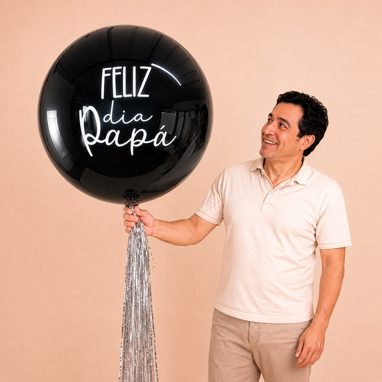 GLOBO BURBUJA NEGRO FELIZ DIA PAPÁ