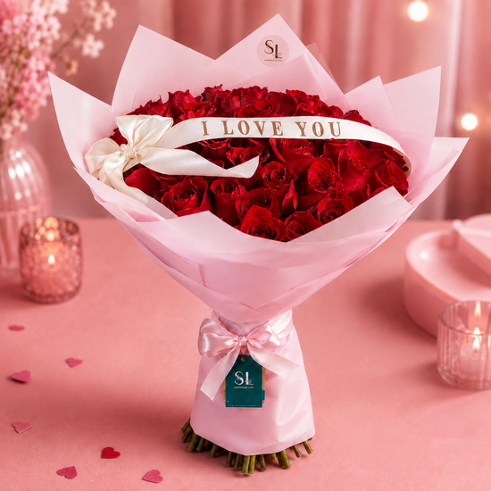 RAMO BUCHON 50 ROSAS "I LOVE YOU"