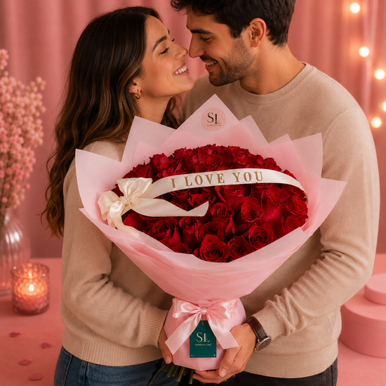 RAMO BUCHON 50 ROSAS "I LOVE YOU"