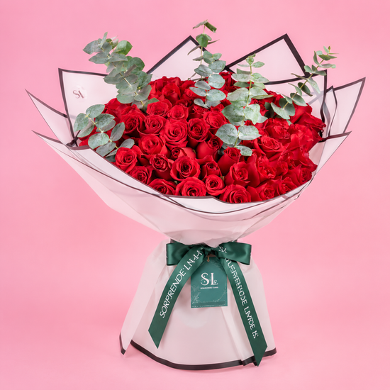 RAMO BUCHON 100 ROSAS ROJAS