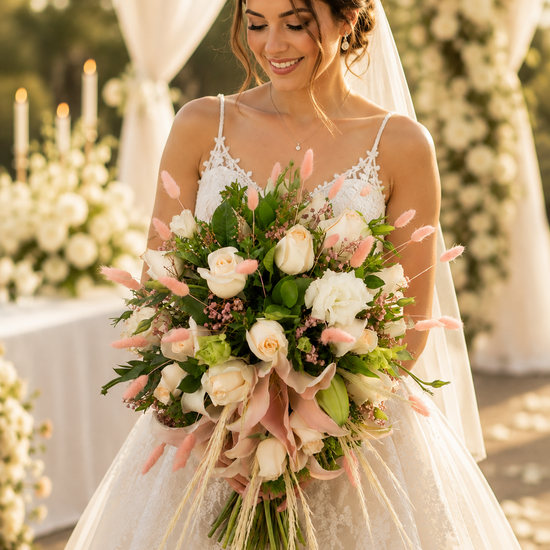 Bouquet Novia Lirios Rosados y Rosas