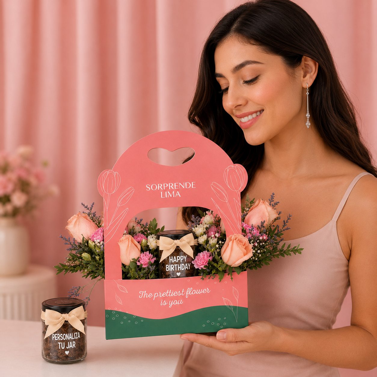 CANASTA FLORES Y BROWNIES