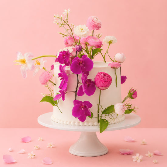 TORTA CON FLORES NATURALES