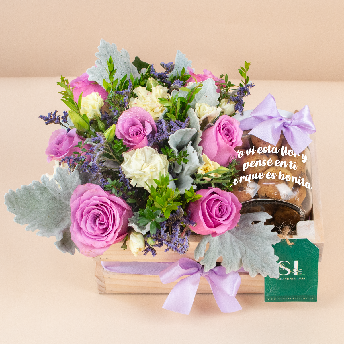 MINI BOX DULCES FLORES MORADAS