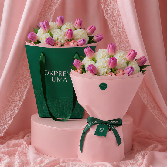 RAMO HORTENCIAS Y TULIPANES