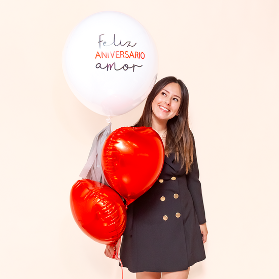 PACK GLOBOS BLANCO Y ROJO METÁLICO