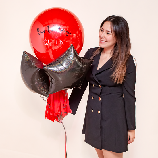PACK GLOBOS ROJO Y NEGRO METÁLICO