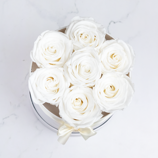 MINI BOX ROSAS PRESERVADAS BLANCAS