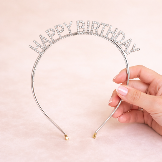 VINCHA "HAPPY BIRTHDAY" PLATEADA