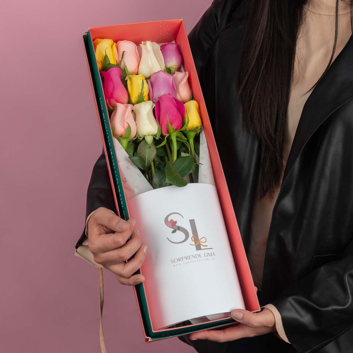 CAJA 12 ROSAS COLORFULL
