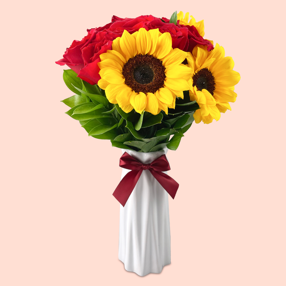 Florero Amelia Rosas y Girasoles