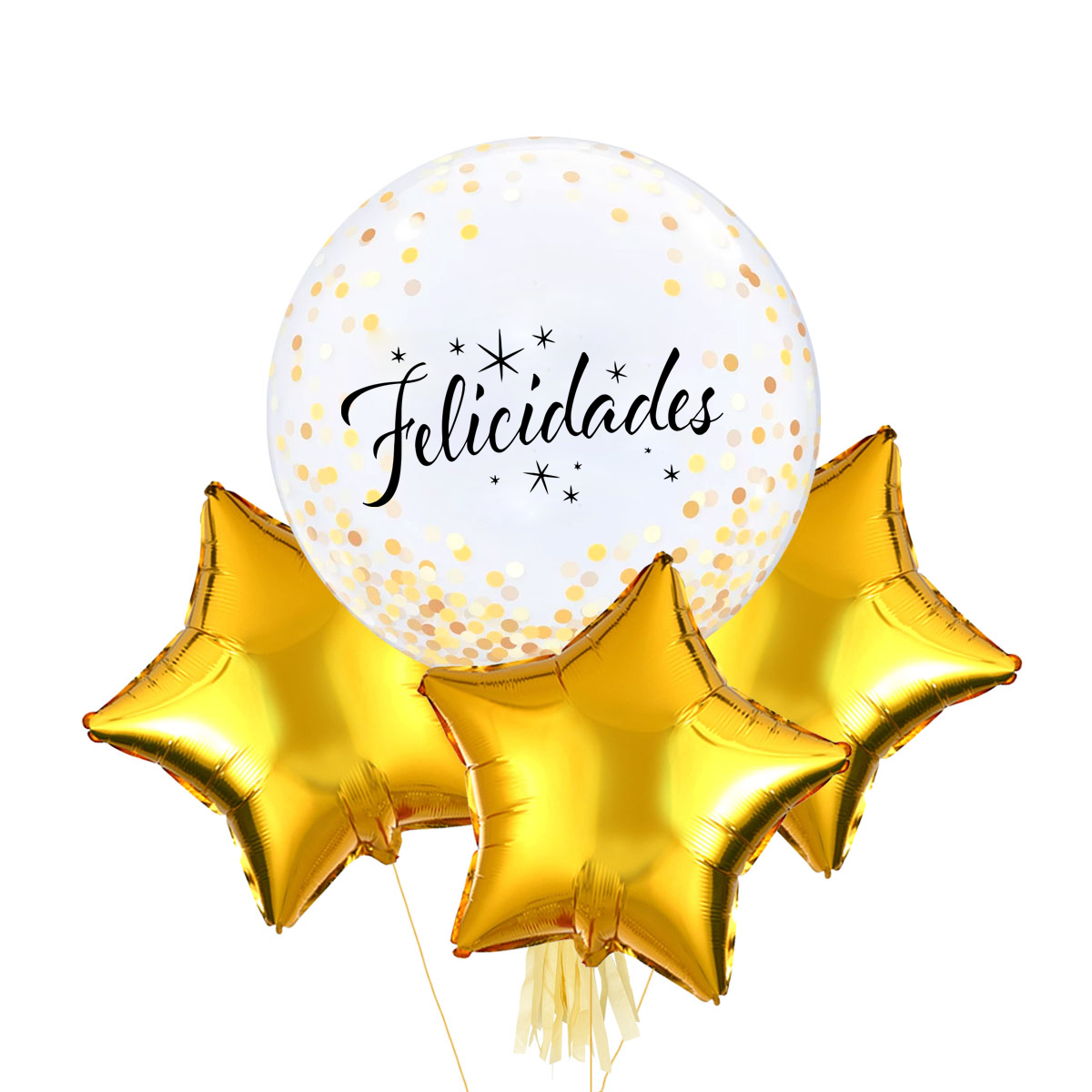 Bouquet Globo Burbuja y 3 estrellas Felicidades